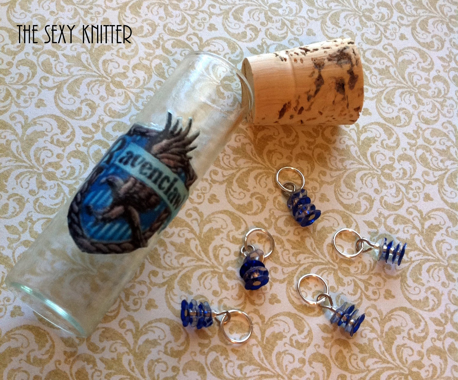 Ravenclaw Sequined Stitch Markers - set of 5 for Harry Potter fans