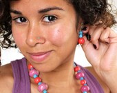 Neon Orange and Bright Turquoise Earrings - Curacao Awaits