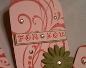 For You Pink and Green Gift tags set of 3