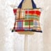 Boys Tooth Fairy Pillow in Navy Blue and Tangerine Orange Nautical Madras Print
