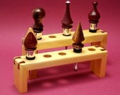 BOTTLE STOPPER DISPLAY RACK IN MAPLE AND WALNUT