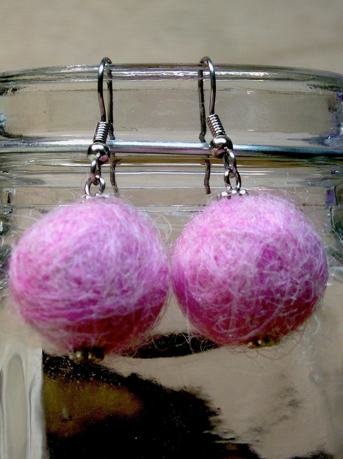 the ROSE FELT BEAD earrings