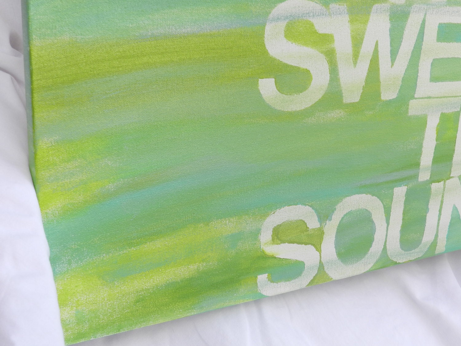 HALF PRICE CLEARANCE: amazing grace - 20x20 -  hand painted canvas - shades of green and blue - hymn lyrics - words as art