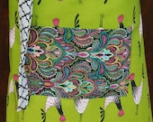 Rooster - Half Apron, lime green, hot pink, paisley, designer, bird