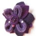 Upcycled / Recycled purple felted flower button hole brooch with mohair trimmings