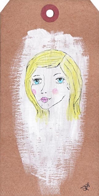 OOAK Lovely Lady original painting Gift Tag