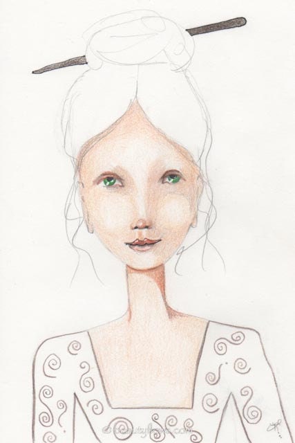 Lady wears a Bun Greeting card