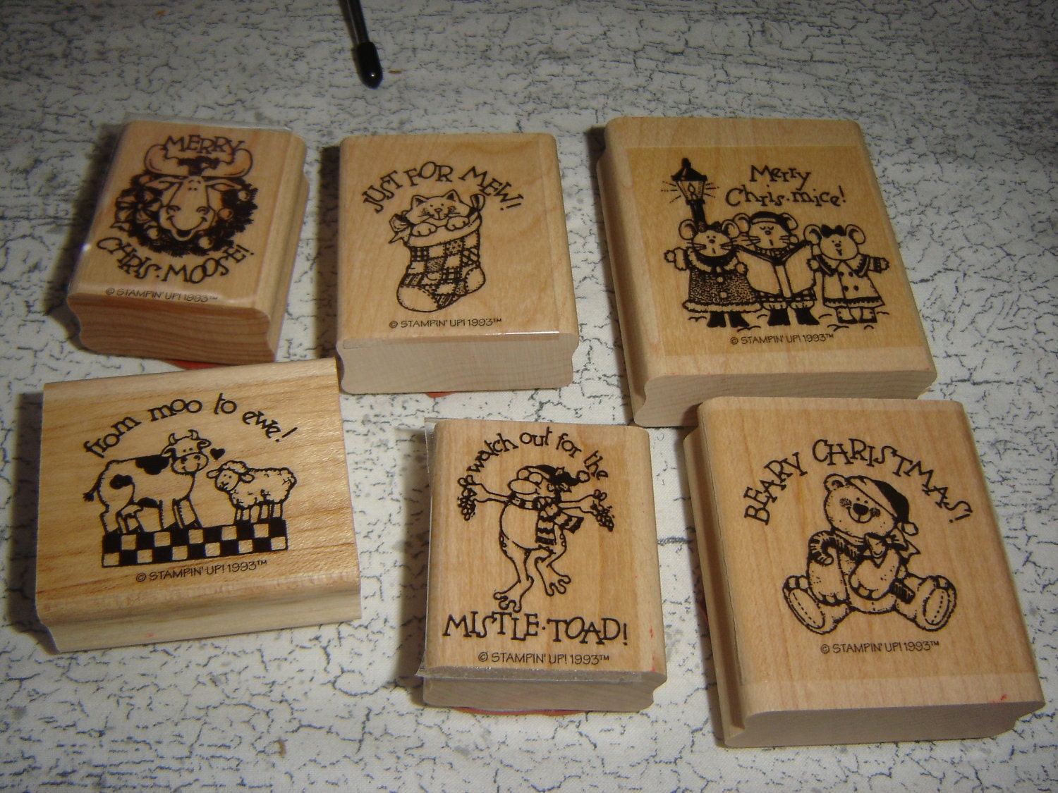 1993 Stampin Up Christmas Wooden Stamp Set