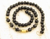 Onyx & Pyrite Necklace with 24k Gold, Onyx Strand