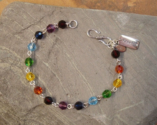 Crystral Chakra  Yoga Bracelet with Breathe Charm