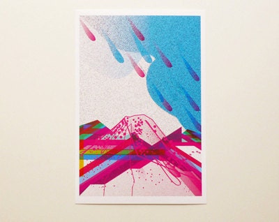Coloured rain - 4 x 6 illustration print