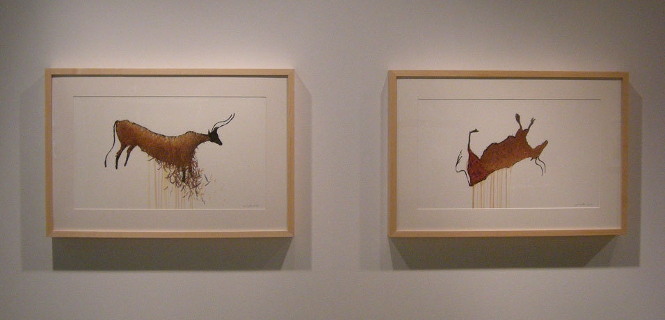 Lascaux Cow Number 2 Drawing - 11 by 13 red historical cave art - print of pastel painting