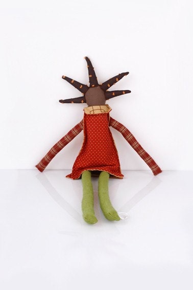 Really cool Red brown handmade doll