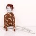 Mysterious Beaded doll -  lady wearing Brown dress  with scissors with Bordeaux vintage Beads and Buttons -handmade doll