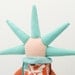 Plush - funky handmade doll With coll Haircut in Natural earth tones,Blue, turquoise, orange and red flowers