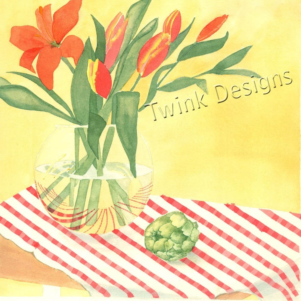 Artichoke floral square card