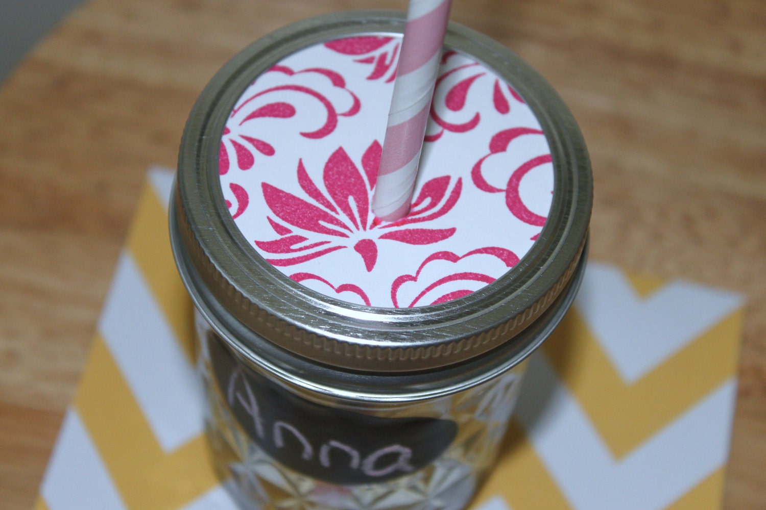 10 Mason Jar LIDS Drink Tumblers Cups Glasses Lotus Flower Shabby Chic Design Kids Birthday Party Wedding Baby Bridal Shower Favors Il_570xn