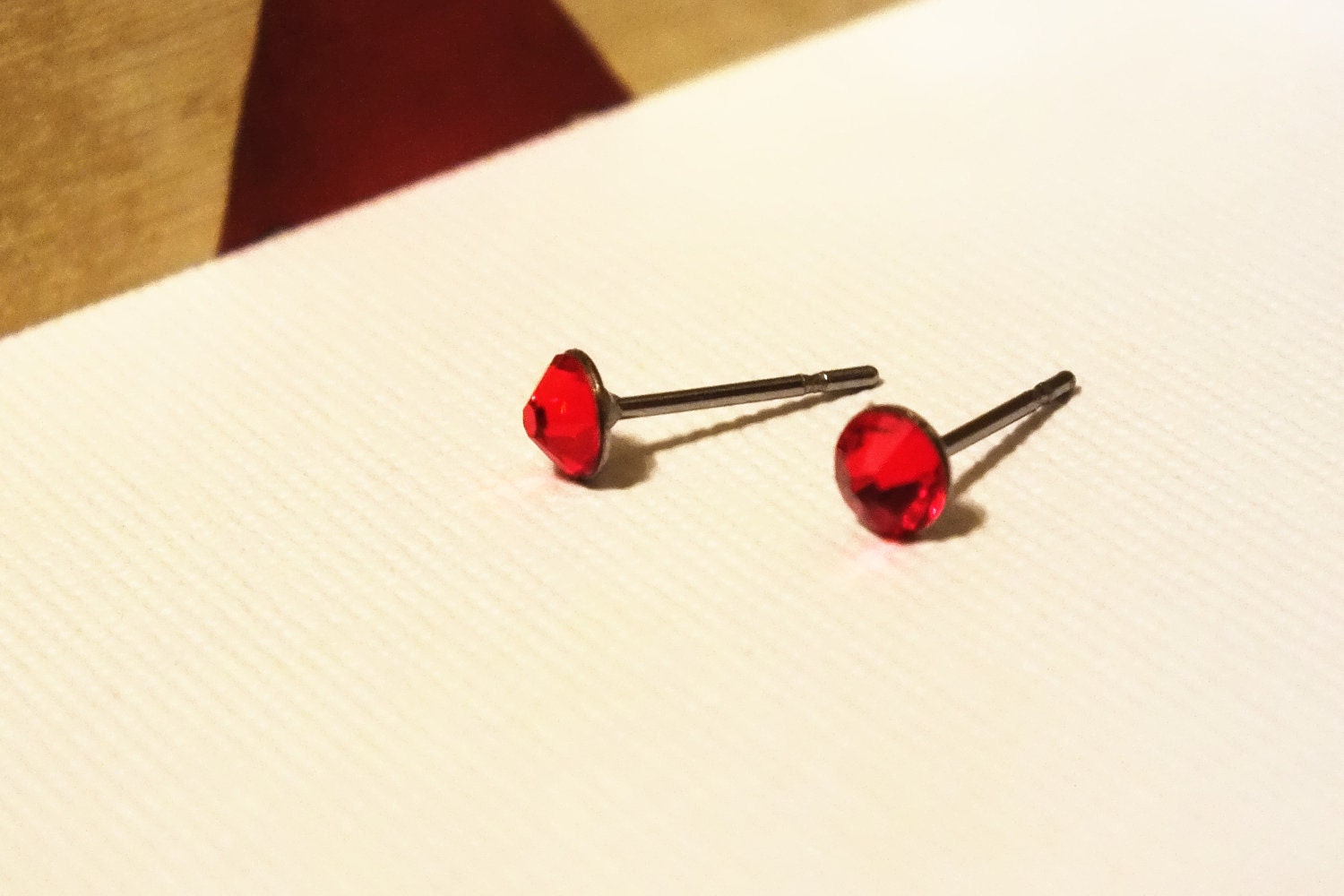 Light Siam Red Swarovski Crystal Surgical Steel Stud Earrings
