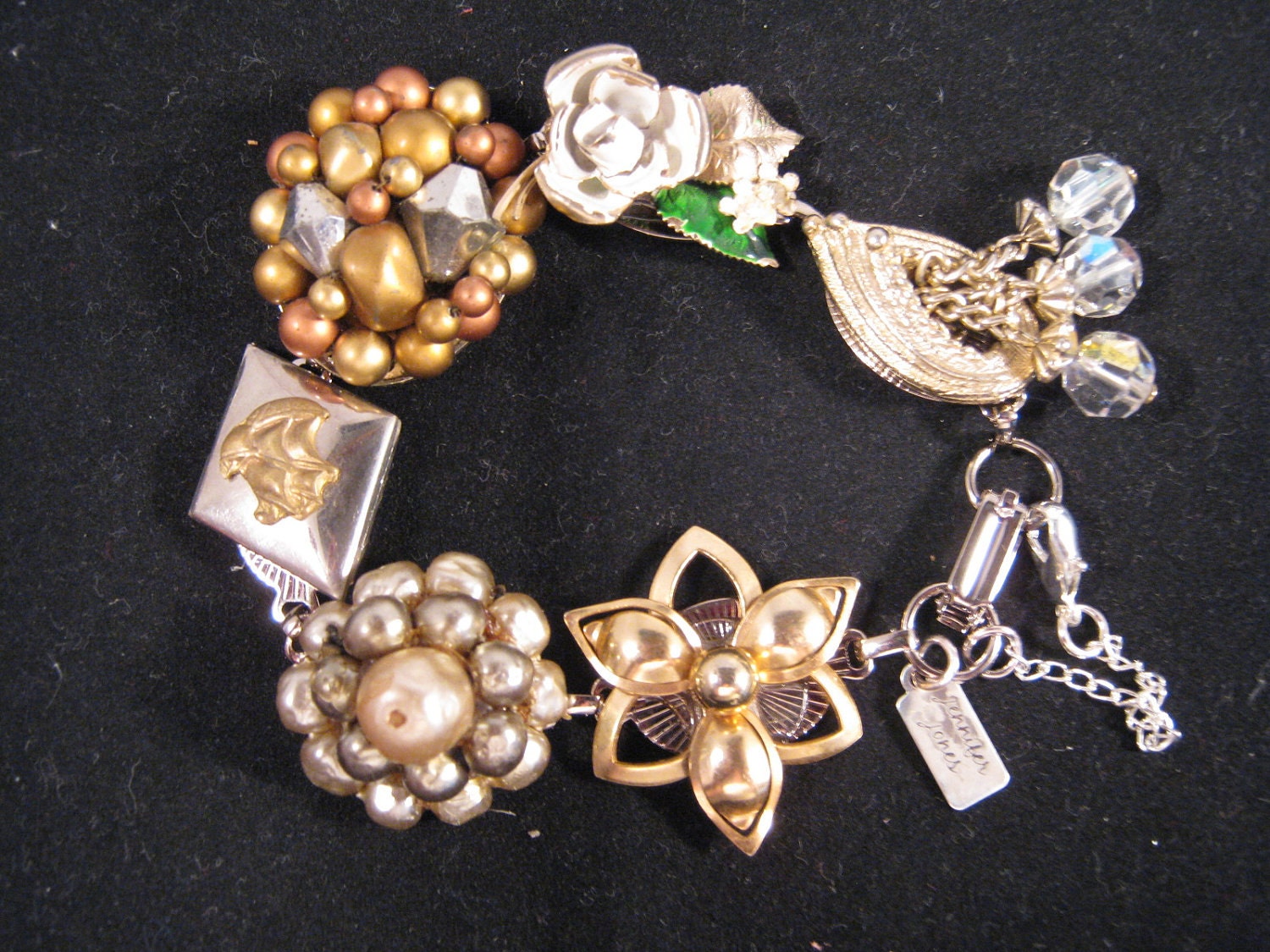 Reclaimed Vintage Earring Bracelet - Silver and Gold 2 - Cluster Earring Bracelet