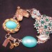 Reclaimed Vintage Bracelet, Vintage Earring Bracelet, Bridesmaid Gift - Turquoise Garden