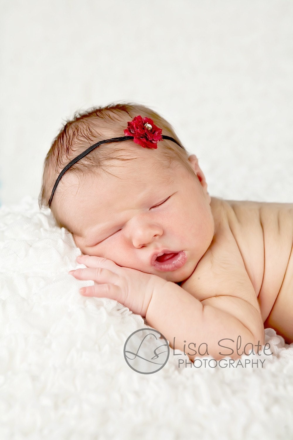 newborn headband, baby headband, adult headband and photo prop The single sprinkled- Sophia red- stretch headband
