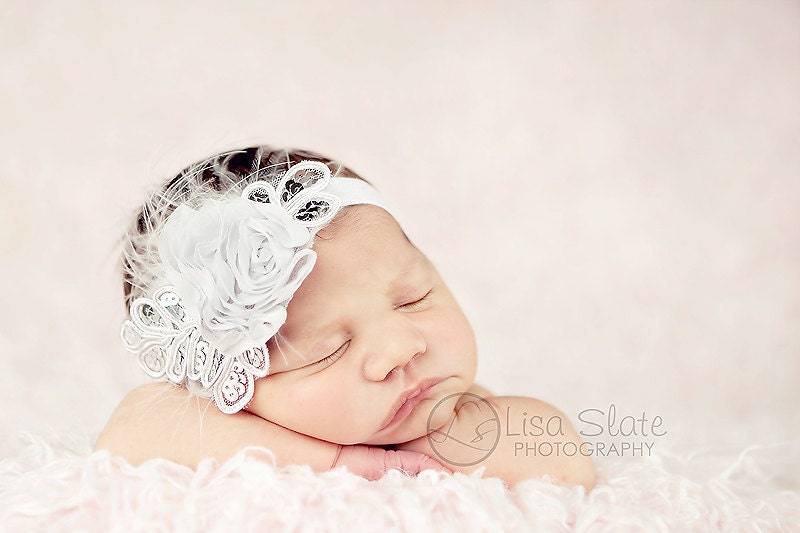 Baby headband, newborn headband, adult headband, child headband and photography prop The single sprinkled- SMALL LEAF rosie headband
