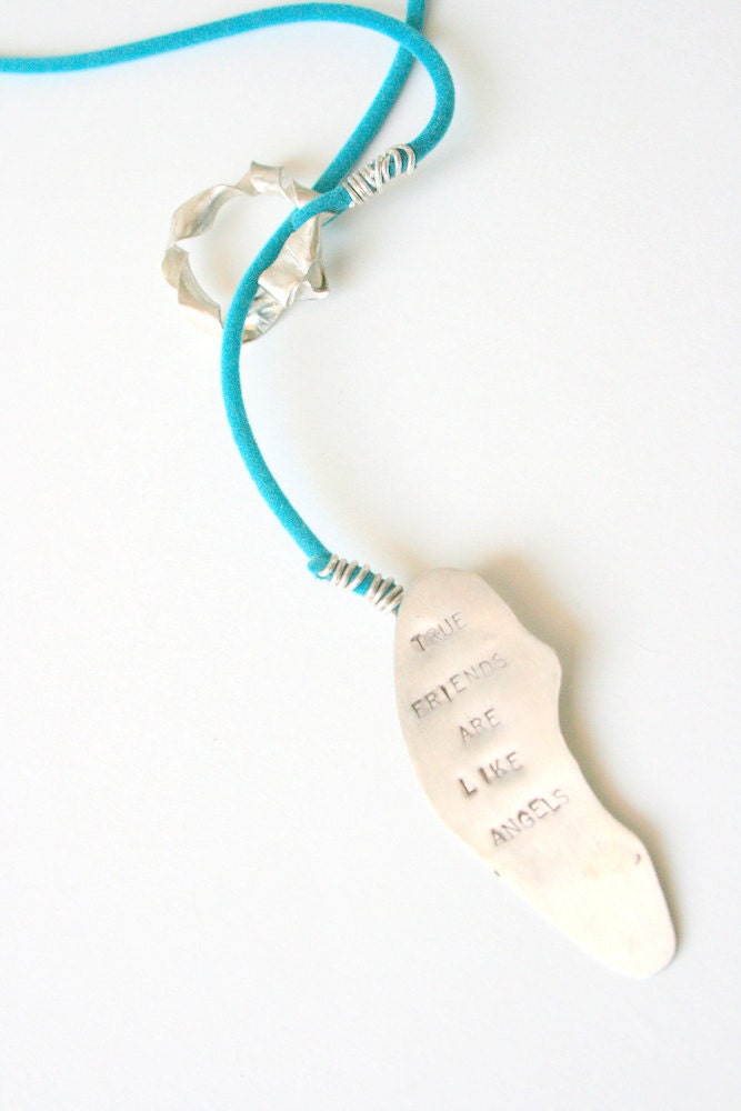 Silver Turquoise Summer Necklace- Angel Friends- Turquoise Long- OOAK