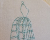 Antique Dress Form Hand Embroidered Hoop