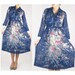 WoozWass Vintage Japanese 1970s Floral Navy Blue Silk dress Sz S