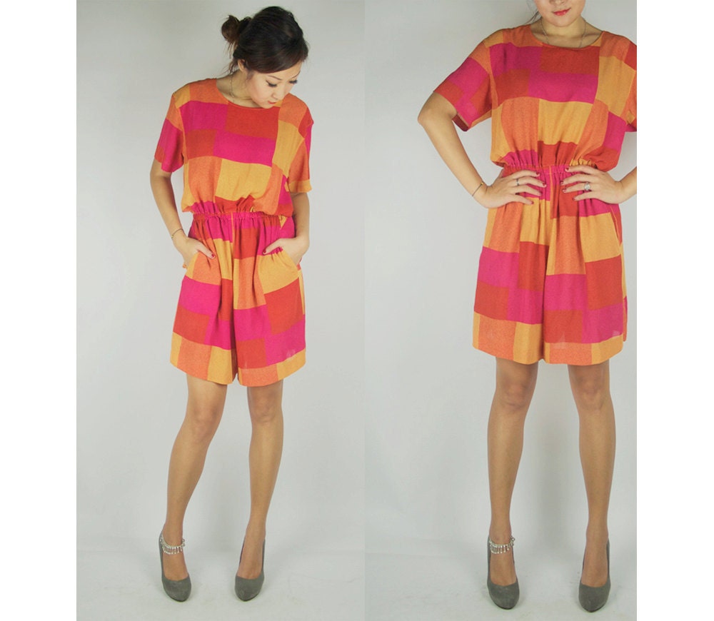 WoozWass Vintage 1970s Japanese Blouson Jumper shorts Rompers BY" LE-FLUY" Sz M