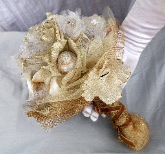 Bridal Bouquet Vintage Inspired, Vintage Gold Fabric Bouqet, Vintage ...