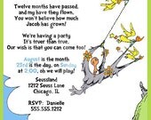 DIY Printable Dr. Seuss Inspired Oh Baby The Places You'll Go  Birthday Invitation, Vertical - Customized