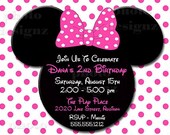 Hot Pink Minnie Mouse Birthday Party Invitation - PRINTABLE INVITATION DESIGN