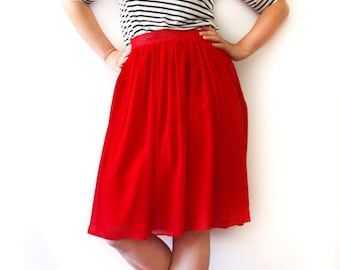 Red skirt chiffon skirt summer skirt