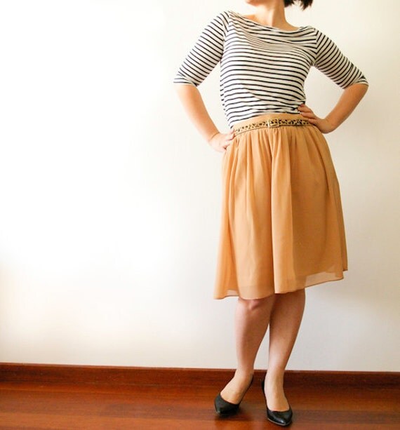 Chiffon skirt, camel skirt , spring skirt