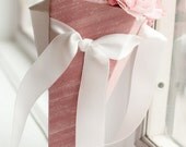 Flower Girl Cone in Rose Pink Silk Dupioni with Ivory Satin Ribbon. Large.