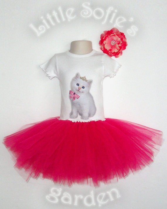Boutique quality Baby, Toddler Girl T-Shirt, Onesie - Rainbow Kittens, Hot Pink, Tutu Outfit, Birthday Outfit, NB - 6T