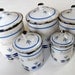 5 French Vintage Enamelware Cannisters