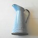 French Vintage Enamelware Very Tall Pitcher in Blue-Grey Spatter Finish