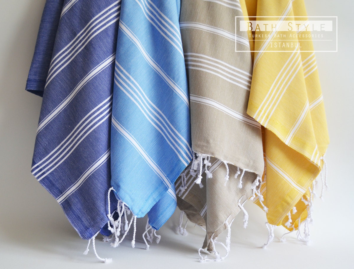 Head and Hand Towel Peshkir - Gray (white striped)