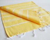 Head and Hand Towel Peshkir - Yellow (white striped) (1 Piece)