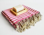 Bathstyle Turkish BATH Towel Peshtemal - Pink (Natural knit)