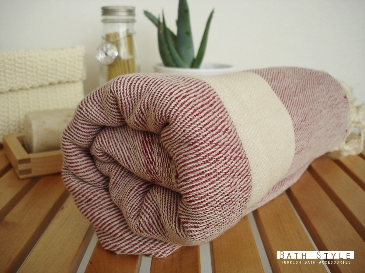 Turkish BATH Towel Peshtemal - SOFT - Claret Red