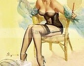 Handmade Pin-up girl in front of the fan in summer rock a billy PDF Cross Stitch Pattern crochet Afghan Hand Embroidery Needle Craft