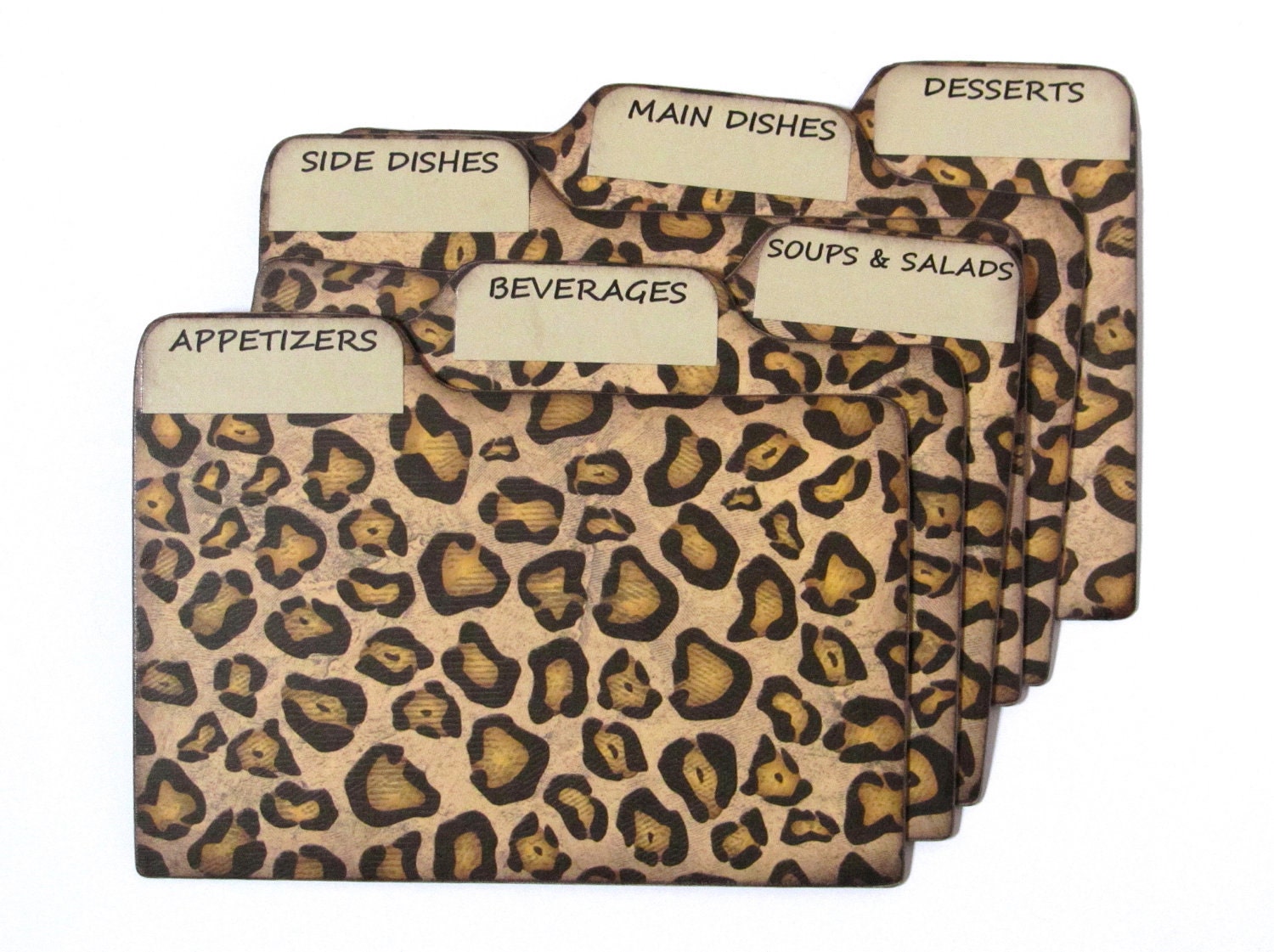 Recipe Box Dividers made of Formica - Cheetah Spots