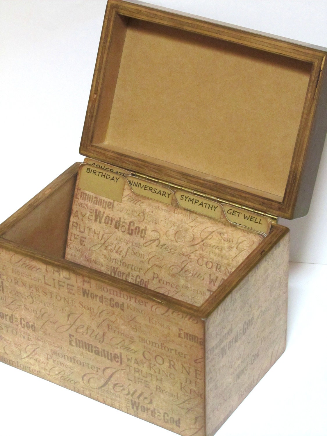 Greeting Card Organizer Dividers made of Formica - Christian Faith Words - 5x8 inch - set of 6 dividers