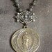Antique French Immaculate Heart of Mary Religious Medal Necklace N225