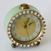 Vintage Jadeite Green Bradley Rhinestone Alarm Clock