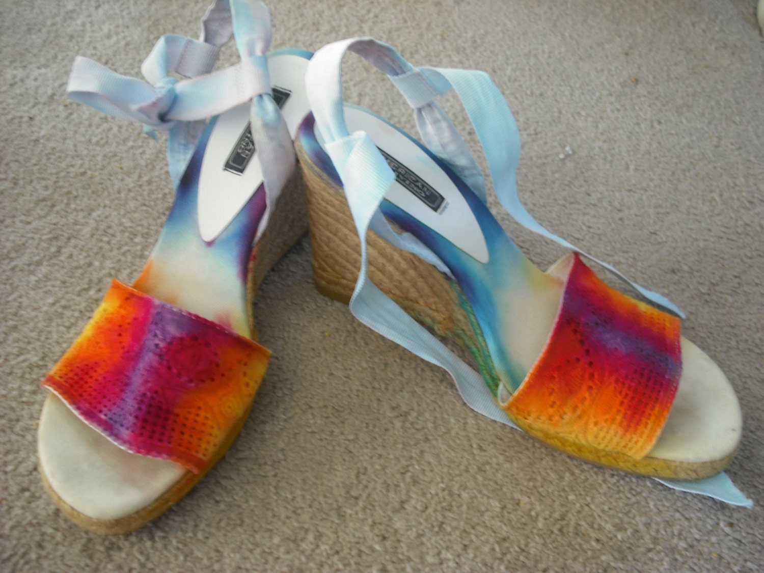 Tie dye Wedge shoes-upcycled