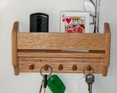 Key Rack wall holder Hooks wood with  shelf Cell glasses